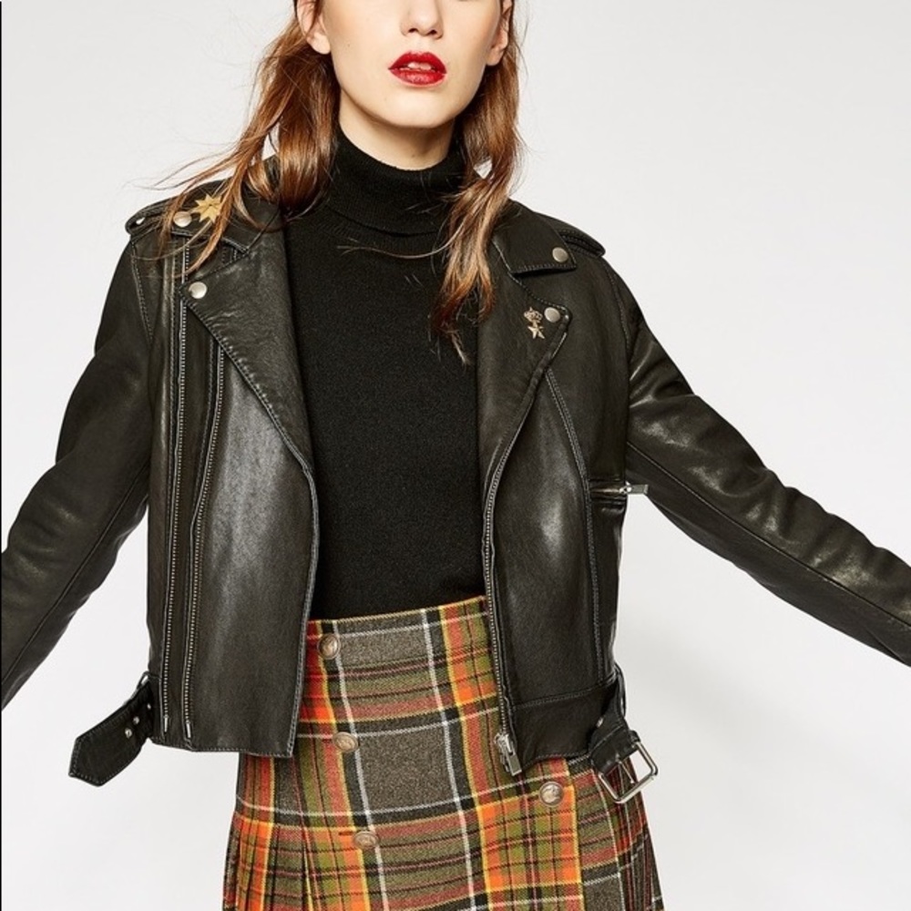 THE KOOPLES Black Lambskin Biker Jacket NWOT